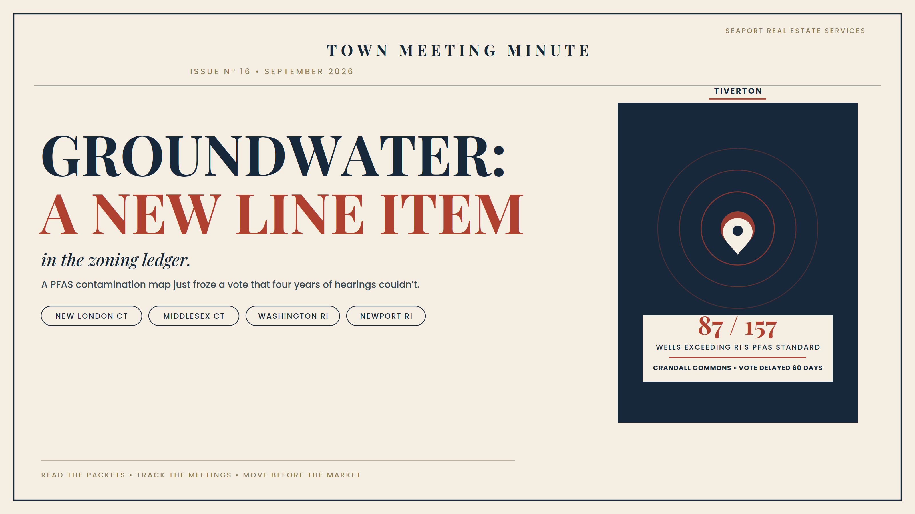 Town Meeting Minute Issue 16 &mdash; Groundwater: A New Line Item in the Zoning Ledger