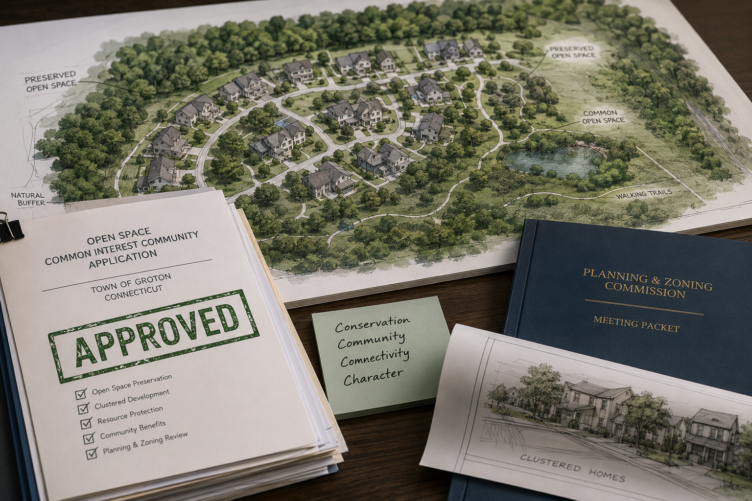 Groton open space common interest community planning concept with approved application documents.